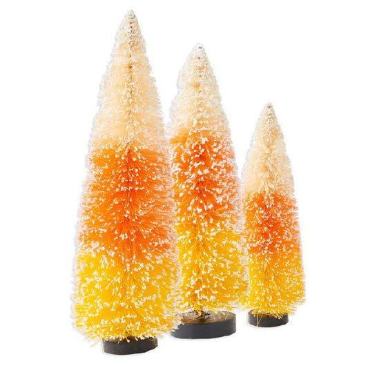 CANDY CORN BOTTLE BRUSH TREES