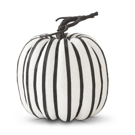 BLACK & WHITE GLITTER STRIPED PUMPKIN