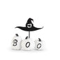 4" WHITE BOO PUMPKINS W/WITCH HAT