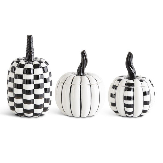 BLACK & WHITE PUMPKIN LIDDED CONTAINERS