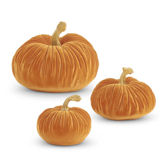 RESIN ORANGE VELVET PUMPKINS