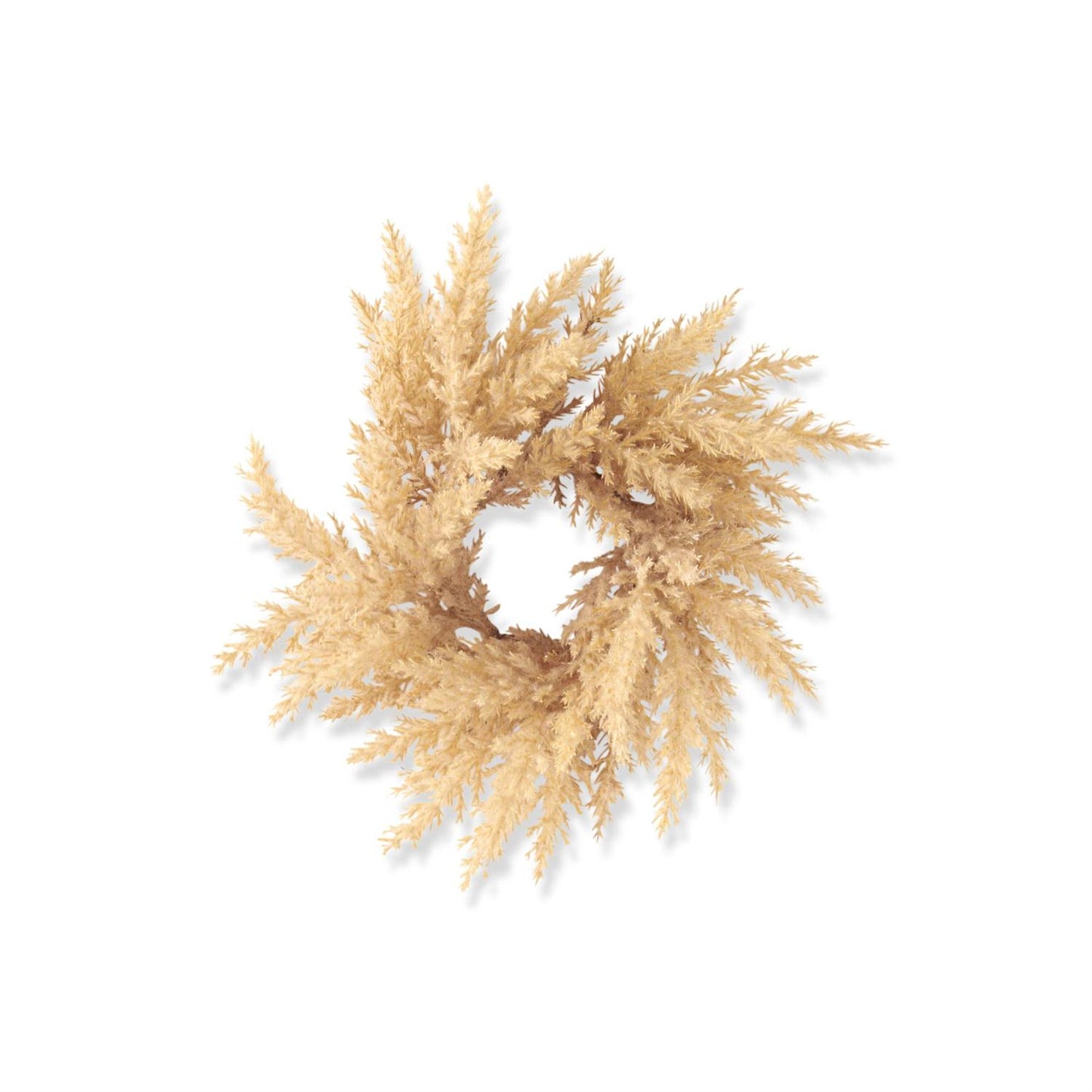 FLOCKED LIGHT BROWN PAMPAS GRASS CANDLE RING