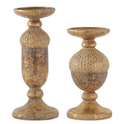 GOLD & BRONZE ACORN CANDLEHOLDER