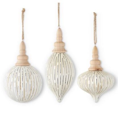 WHITE DISTRESSED GLASS ORNAMENTS