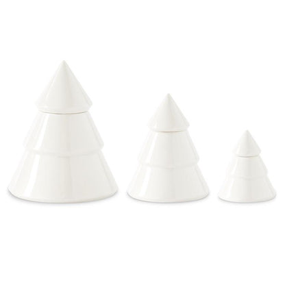 WHITE LIDDED CHRISTMAS TREES