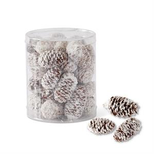 GLITTERED FLOCKED LONG BROWN PINECONES