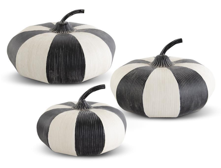 BLACK & WHITE METAL STACKABLE PUMPKINS