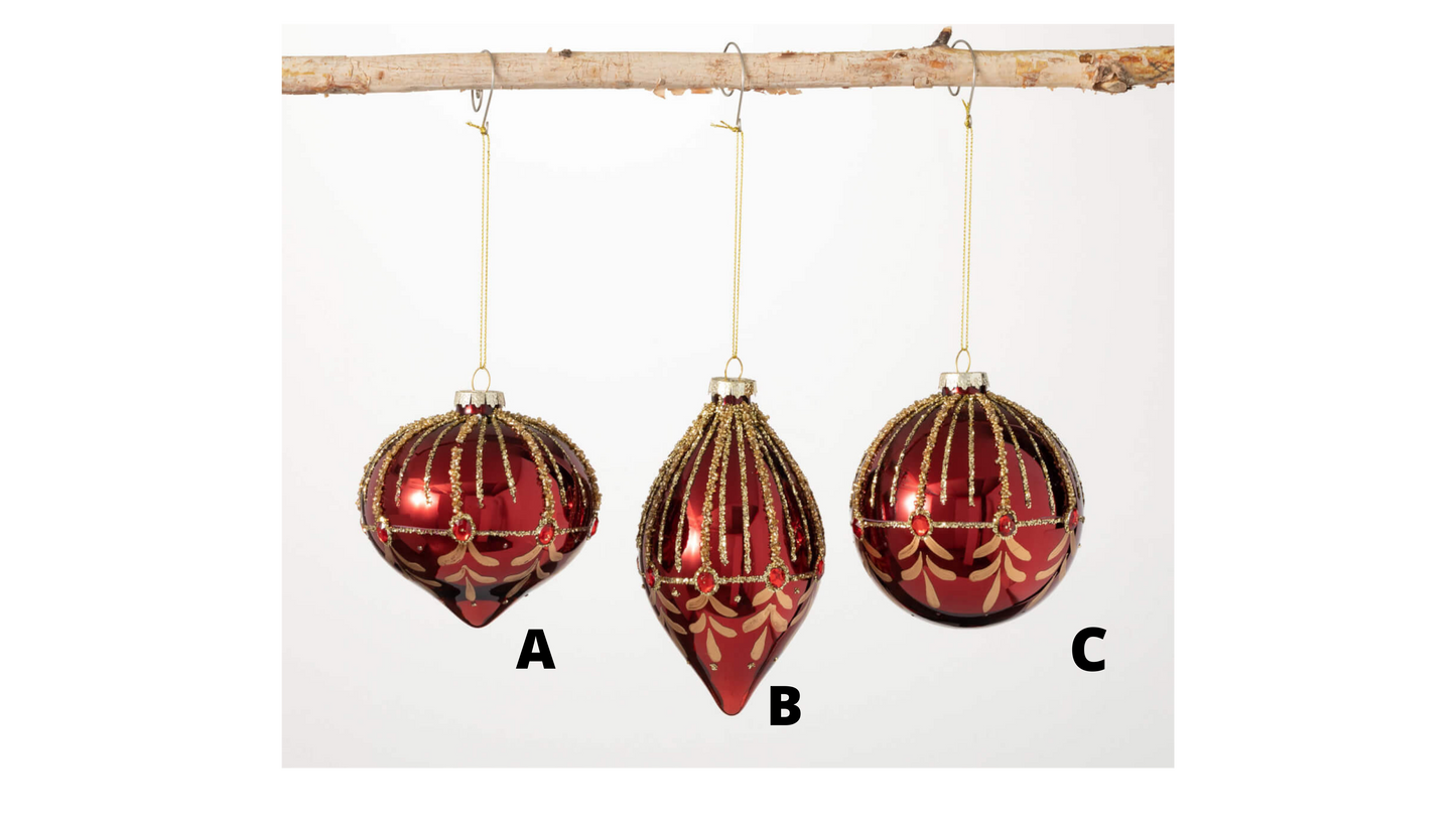 GOLD ON RED ORNAMENT