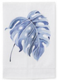 BLUE TROPICAL LEAVES HANDPAINTED COTTON GUEST TOWELS