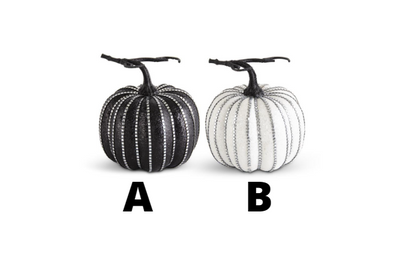 WHITE & BLACK GLITTERED JEWELED PUMPKINS