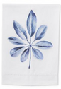 BLUE TROPICAL LEAVES HANDPAINTED COTTON GUEST TOWELS