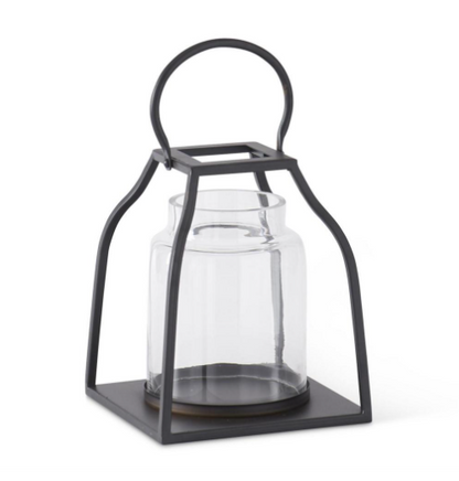 BLACK METAL TRAPEZOID LANTERNS