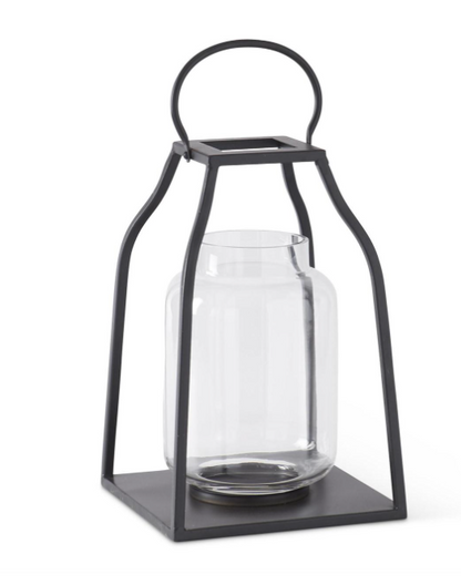 BLACK METAL TRAPEZOID LANTERNS