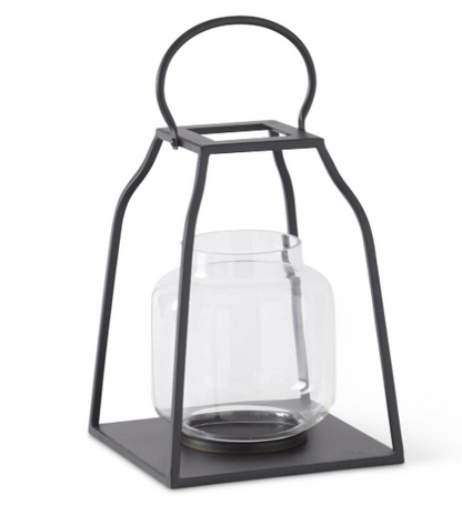 BLACK METAL TRAPEZOID LANTERNS