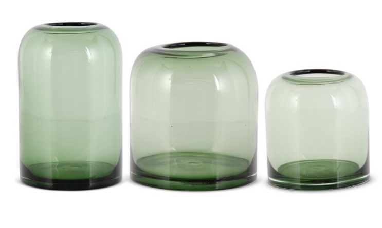 GREEN TRANSPARENT GLASS VASES
