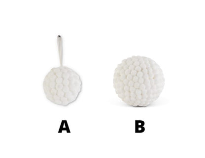 WHITE POM POM BALL ORNAMENT