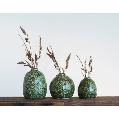 GREEN DISTRESSED TERRACOTTA VASES