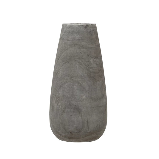 WOOD VASE WITH GREY WASH