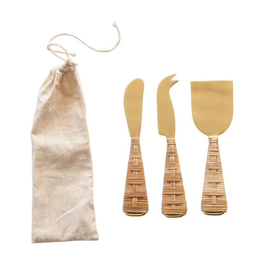 CHEESE KNIVES WITH WRAPPED HANDLES