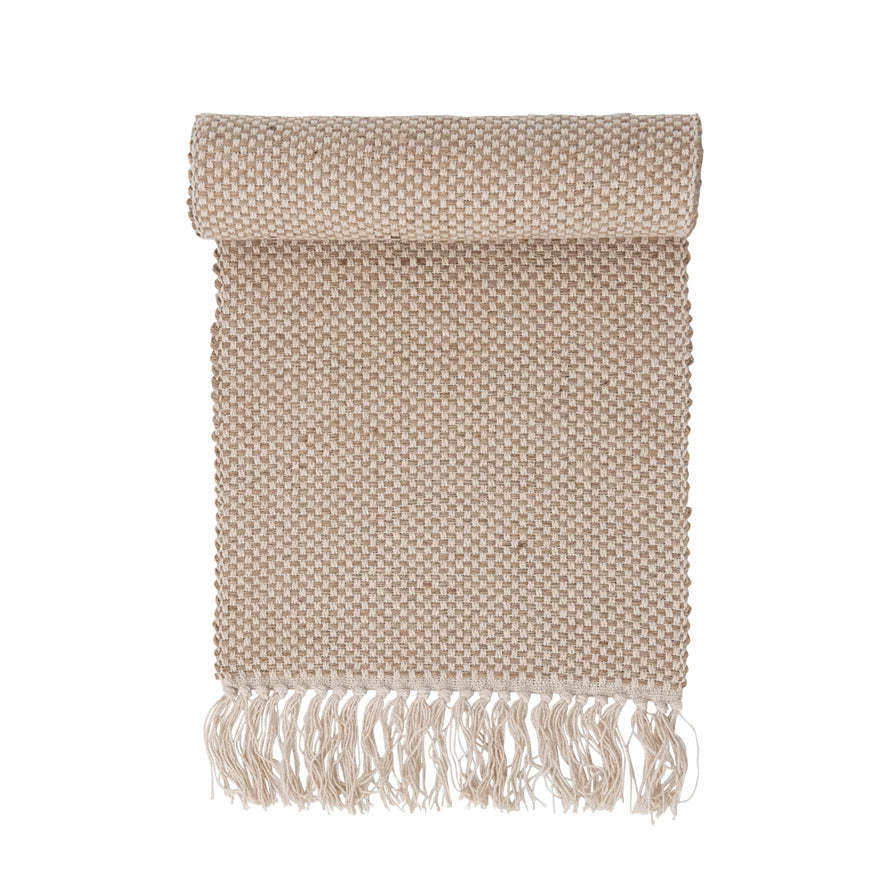 JUTE AND COTTON TABLE RUNNER