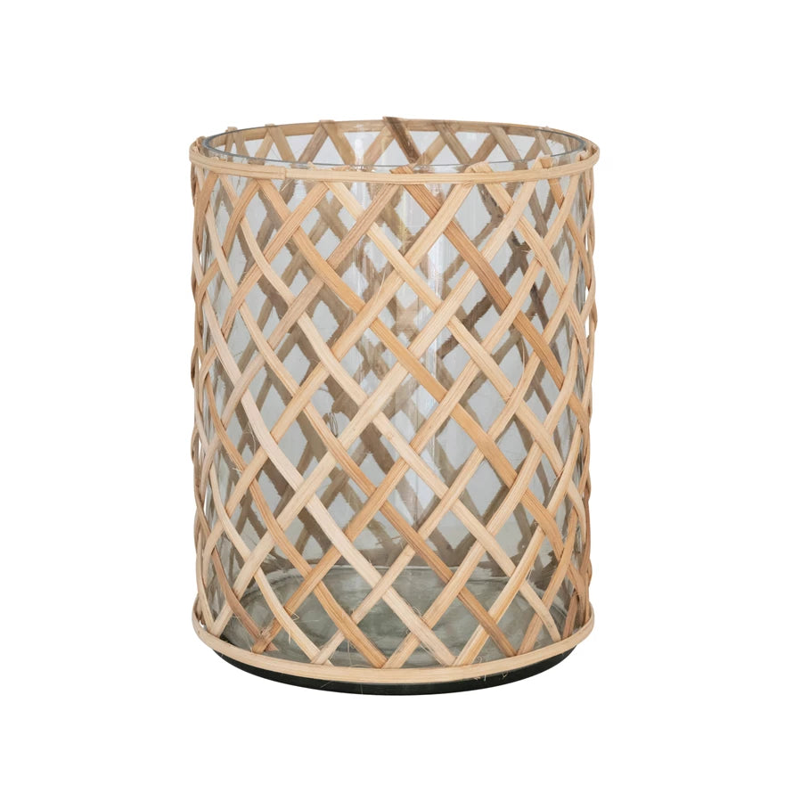 GLASS RATTAN WRAPPED VASE