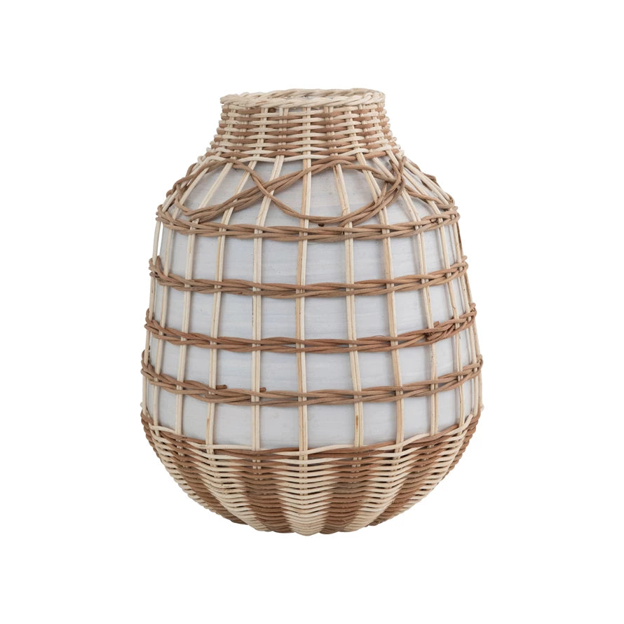 SEAGRASS AND BAMBOO WRAPPED VASE
