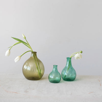 HAND BLOWN GLASS VASE BLUE