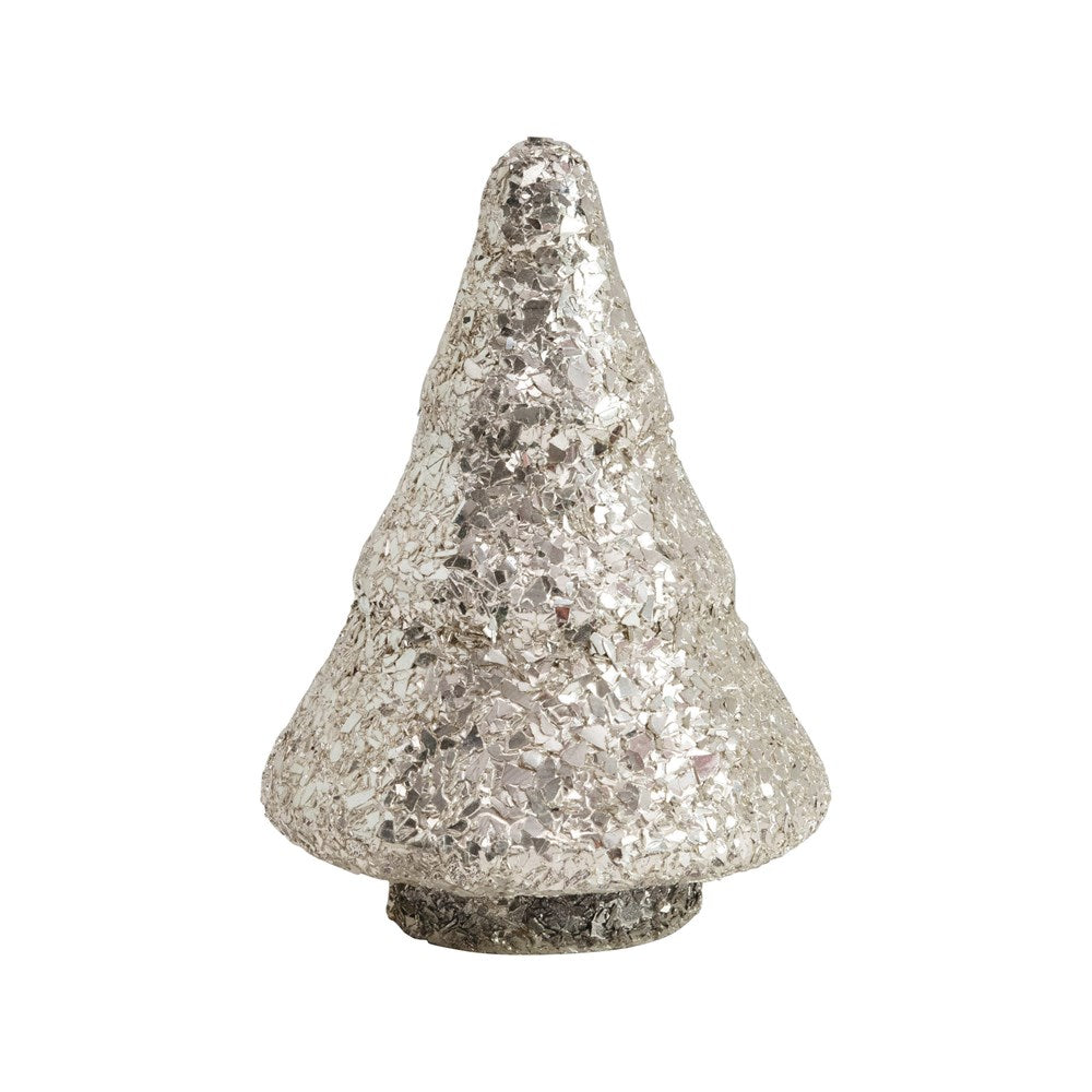 GLASS TREE WITH SILVER MICA FLAKES