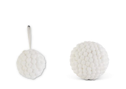 WHITE POM POM BALL ORNAMENT