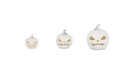 WHITE CERAMIC LED JACK O LANTERN