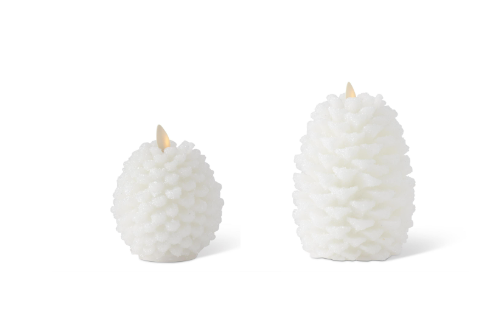 WHITE WAX SNOWY PINECONE CANDLE